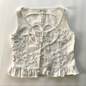 Floral White Denim Vest 💕